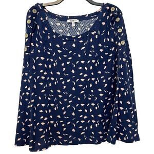 William Rast Waffle Weave Top Blue Pink Juniors XL